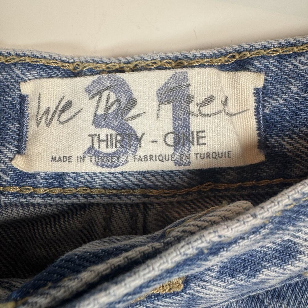 We The Free Shorts Womens 31 Blue Mid Rise Denim Distressed Cut Off Free People - Picture 4 of 6